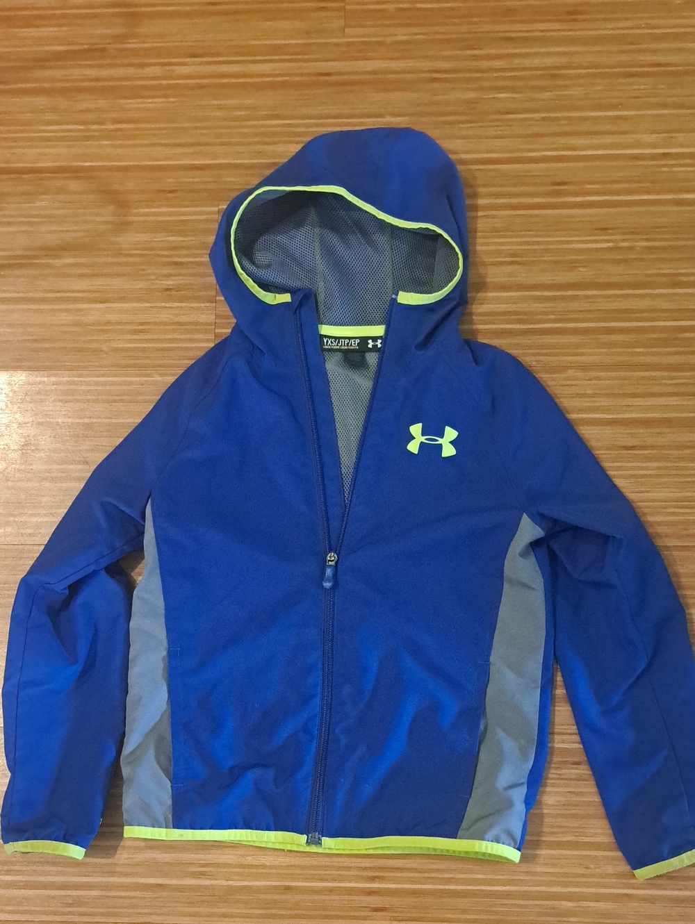 Under Armour Storm1 Royal Blue Hooded Athletic Jacket  Neon Yellow YouthXS 7